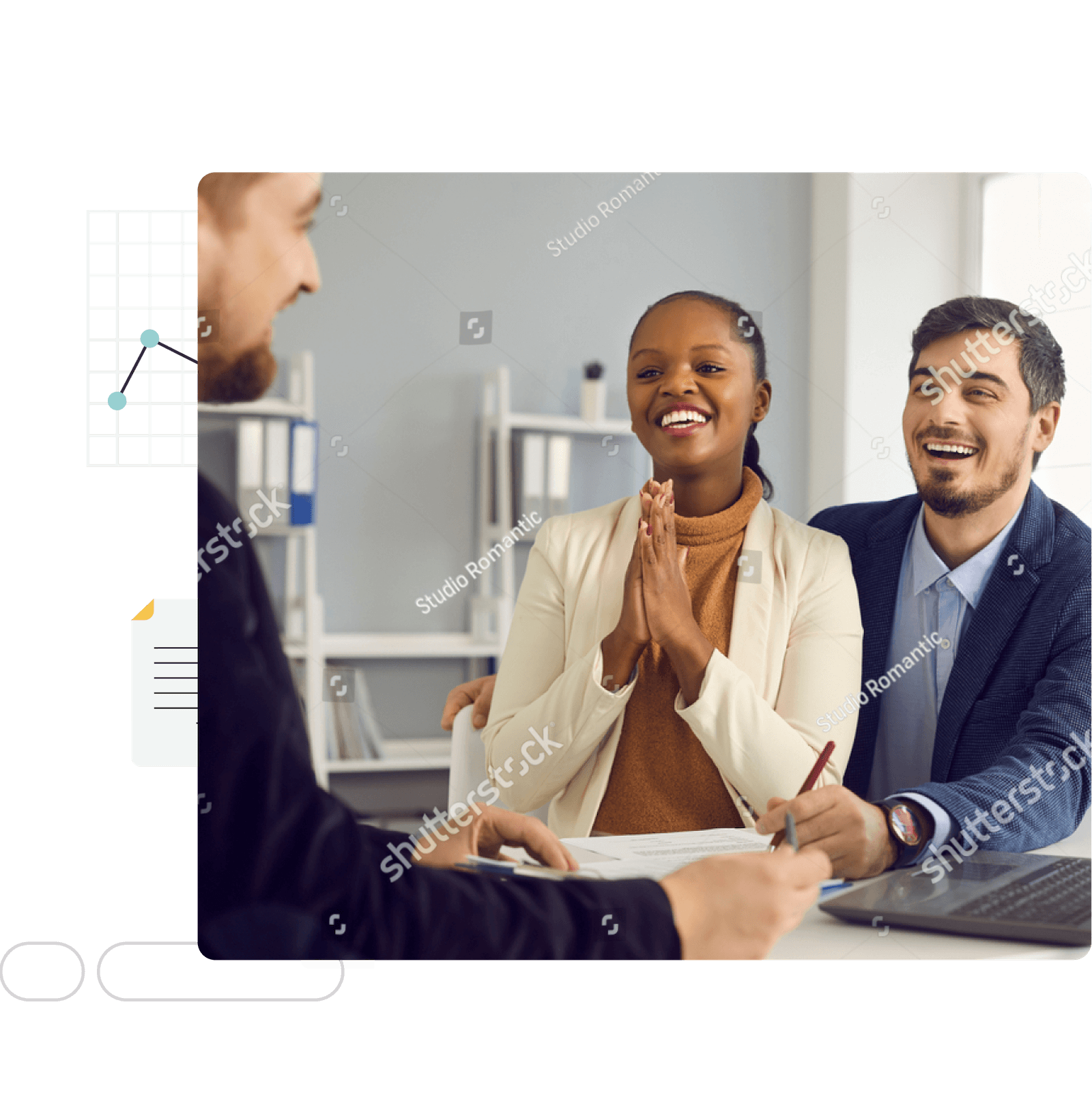 Stock image of a couple getting financial advice 