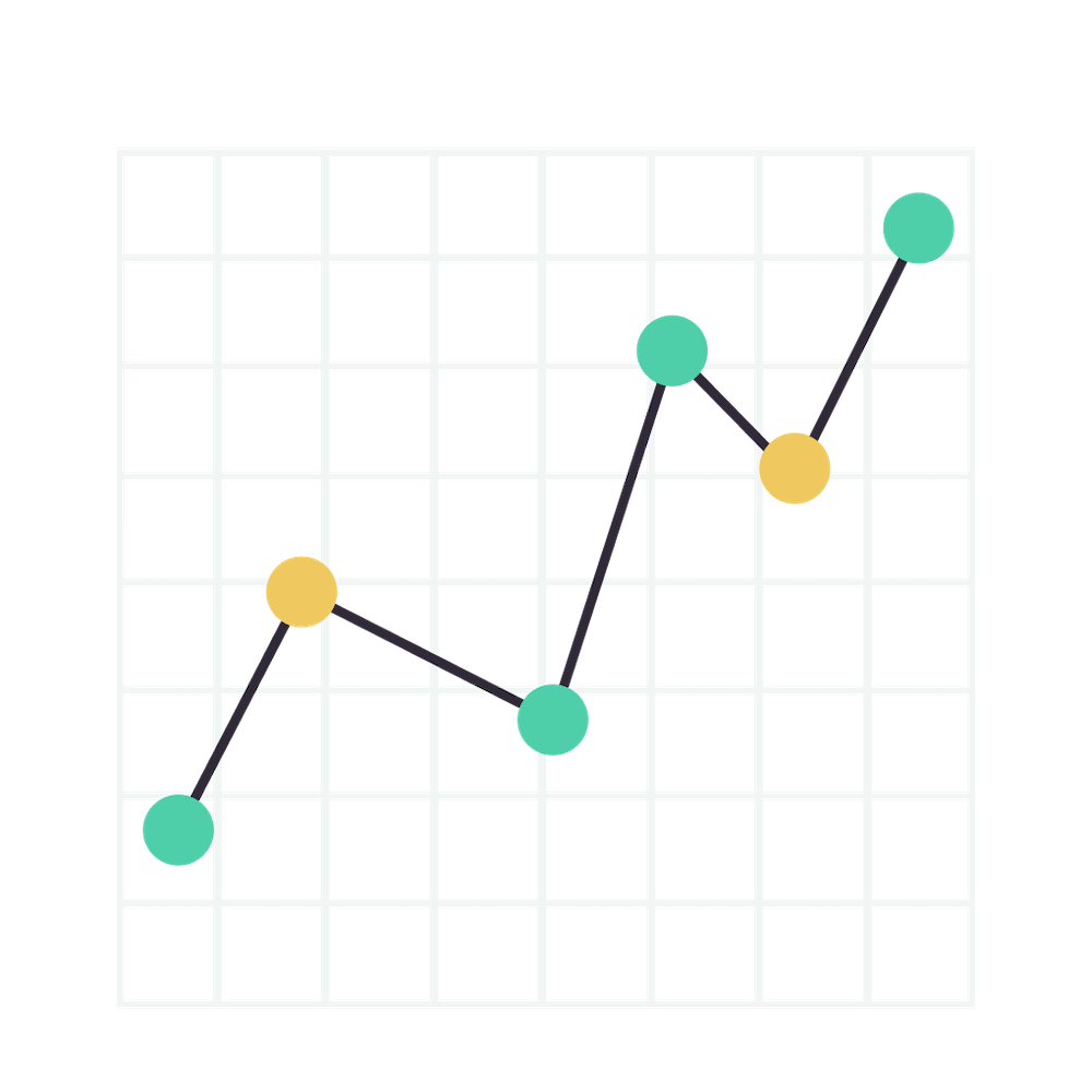 An icon of a graph moving upward from left to right